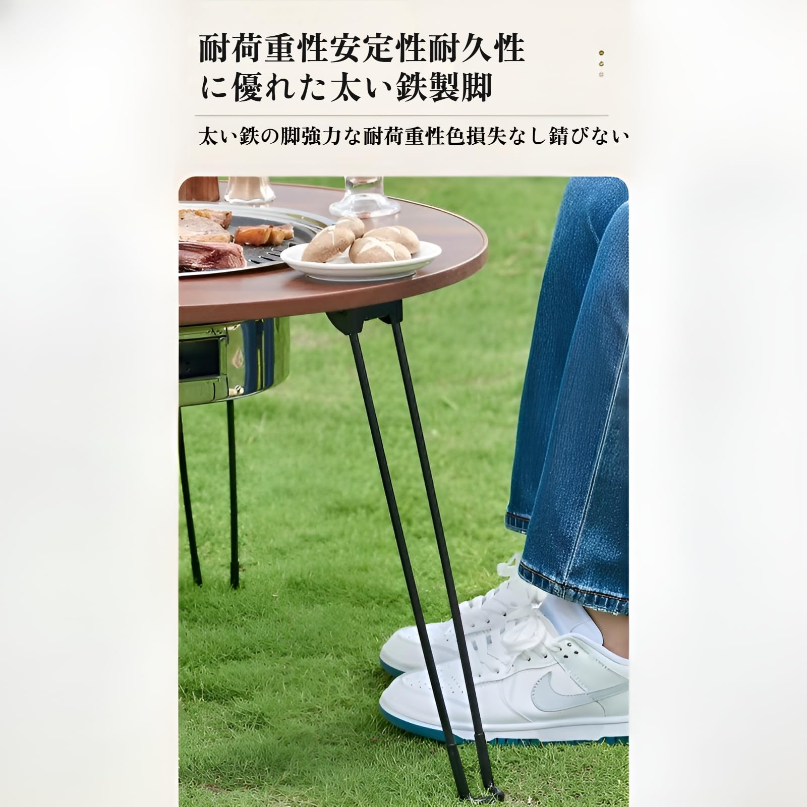 Amazon.co.jp: [Yizibuur]薪炉付き折りたたみテーブル 七輪機能 BBQ